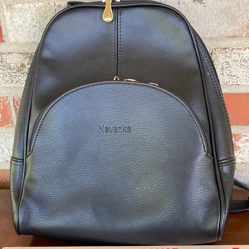 Nevenka Black Backpack with Gold Accents